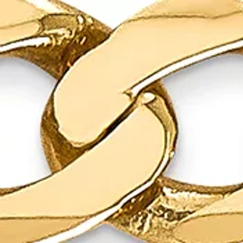 Men's 14K Yellow Gold 7 mm Flat Figaro Chain Bracelet