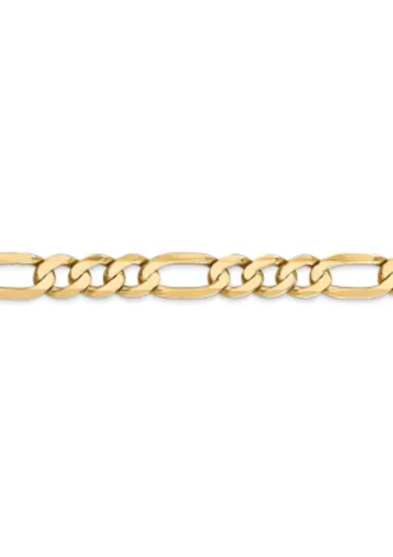 Men's 14K Yellow Gold 7 mm Flat Figaro Chain Bracelet