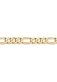 Men's 14K Yellow Gold 7 mm Flat Figaro Chain Bracelet