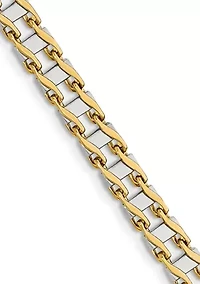 Mens 14K Two-tone Gold 7.5 Millimeter Hand-Polished Fancy Link Bracelet