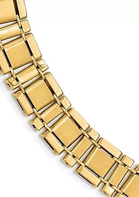 Men's 14K Yellow Gold Brushed and Polished Link 8.5-Inch Bracelet