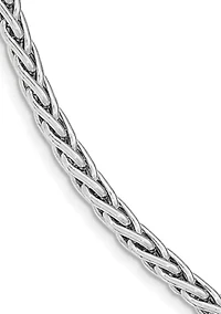 Mens 14K White Gold Polished 8.25 Inch Wheat Chain Bracelet