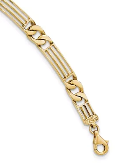 Mens 14K Yellow Gold Polished Link Bracelet