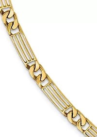 Mens 14K Yellow Gold Polished Link Bracelet