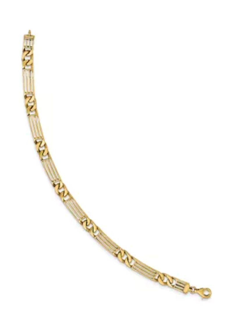Mens 14K Yellow Gold Polished Link Bracelet