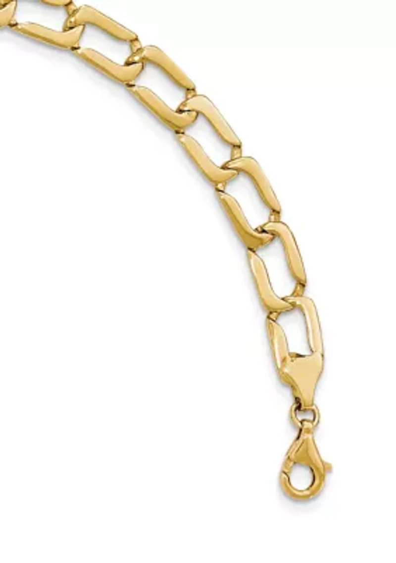 Mens 14K Yellow Gold Polished Link Bracelet