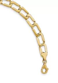 Mens 14K Yellow Gold Polished Link Bracelet