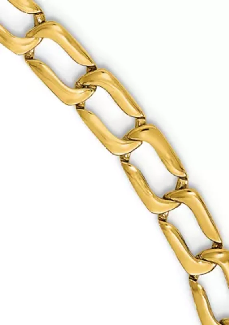 Mens 14K Yellow Gold Polished Link Bracelet