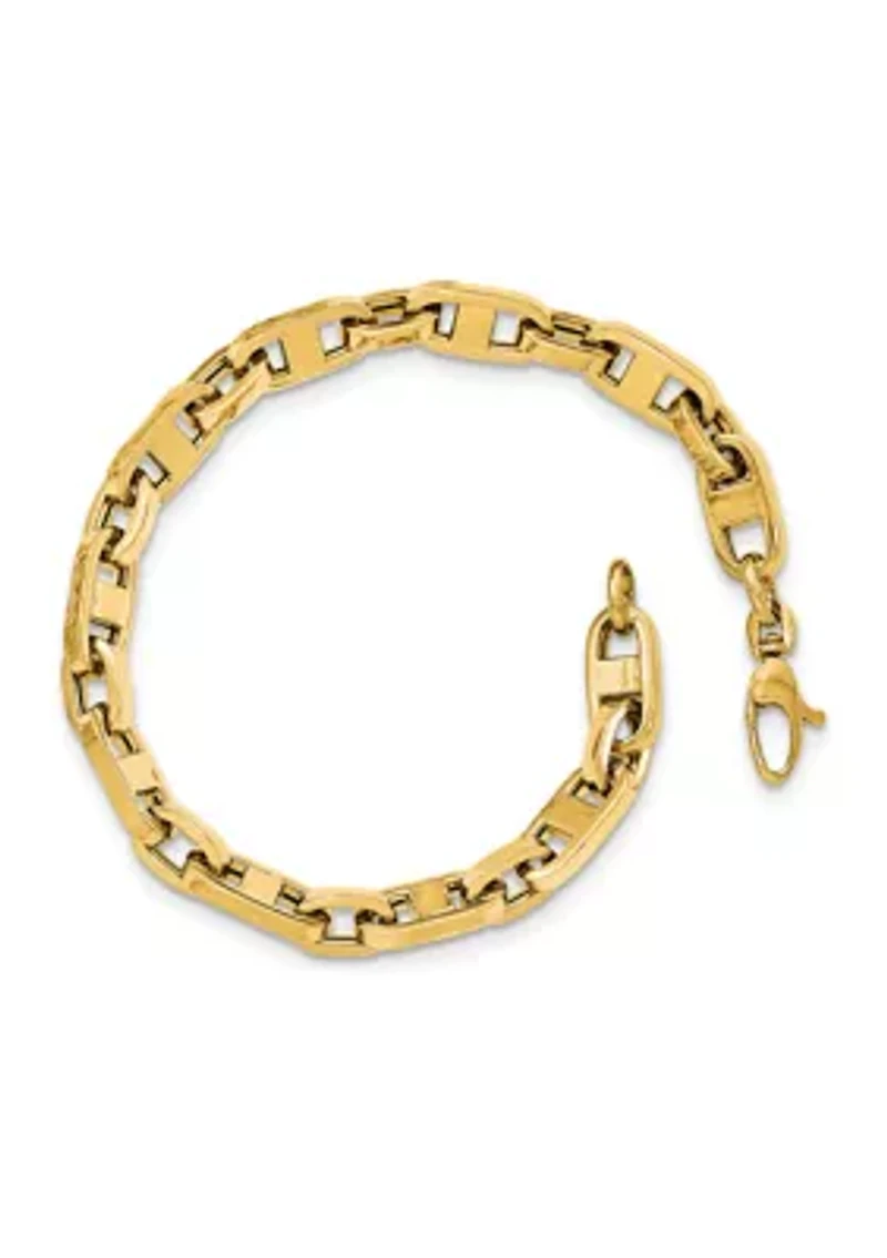 Mens 14K Yellow Gold Fancy Link Bracelet