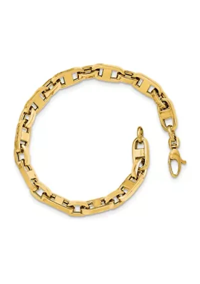 Mens 14K Yellow Gold Fancy Link Bracelet