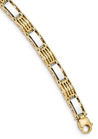 Mens 14K Two-tone Gold High Polished 8.5-Inch Link Bracelet