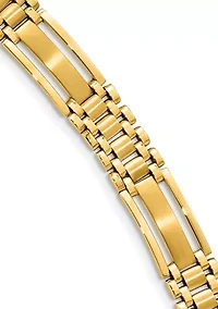 Mens 14K Yellow Gold Polished and Satin 8.75 Inch Link Bracelet