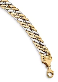Mens 14K Two-tone Gold 8-Inch Curb Link Bracelet