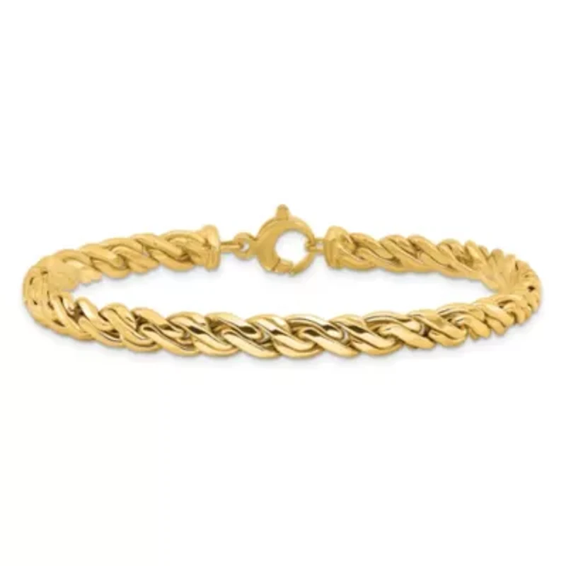 14K Yellow Gold Polished Fancy Twist Bracelet