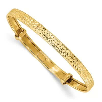 14K Yellow Gold Polished Diamond-cut Flexible Baby Bangle
