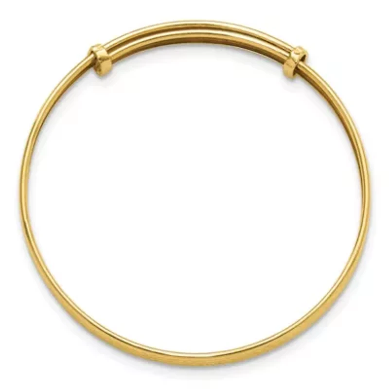 14K Yellow Gold Polished Diamond-cut Flexible Baby Bangle
