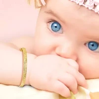 14K Yellow Gold Polished Diamond-cut Flexible Baby Bangle