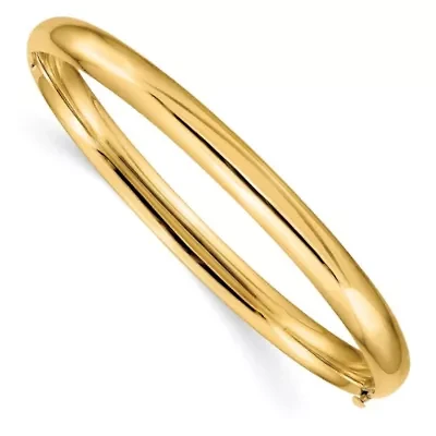14K Yellow Gold 4/16 Oversized High Polished Hinged Bangle Bracelet