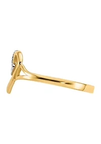 14K Yellow Gold and White Rhodium Polished Heart Ring
