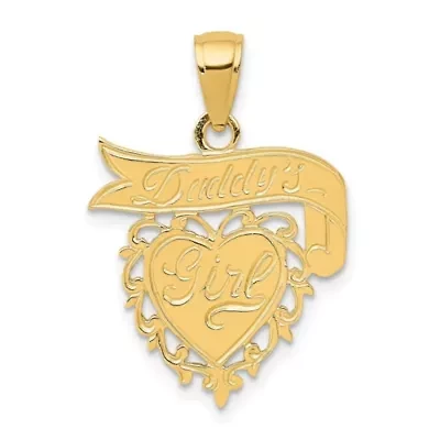 14K Yellow Gold DADDYS GIRL Heart Pendant