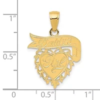 14K Yellow Gold DADDYS GIRL Heart Pendant