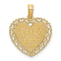 14K Yellow Gold Polished DADDYS LITTLE GIRL Textured Heart Charm