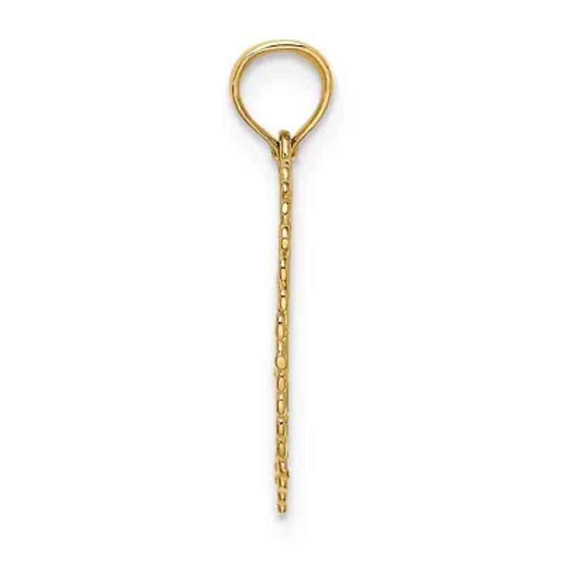 14K Yellow Gold Polished DADDYS LITTLE GIRL Textured Heart Charm