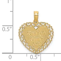 14K Yellow Gold Polished DADDYS LITTLE GIRL Textured Heart Charm