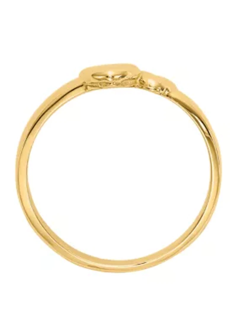 14K White Gold Polished Claddagh Ring