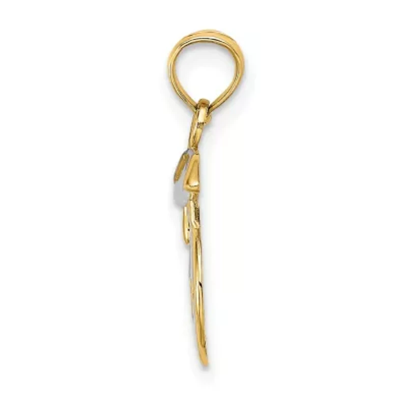 14K Yellow Gold Polished Smiley Face with Graduation Cap Charm