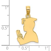 14K Yellow Gold Polished Male Graduation Profile Charm
