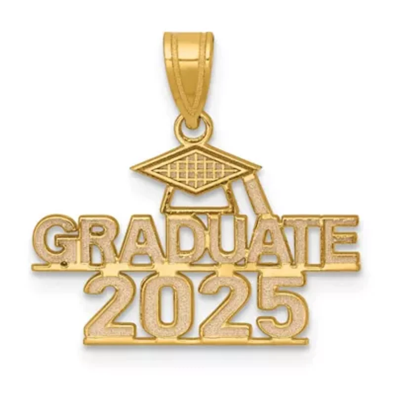 14K Yellow Gold Polished GRADUATE 2025 Under Cap Charm