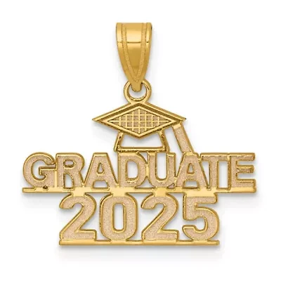 14K Yellow Gold Polished GRADUATE 2025 Under Cap Charm