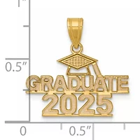 14K Yellow Gold Polished GRADUATE 2025 Under Cap Charm