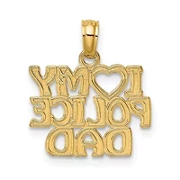 14K Yellow Gold I HEART MY POLICE DAD Charm
