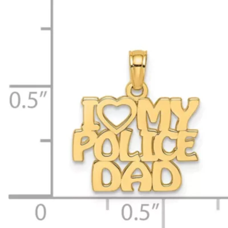 14K Yellow Gold I HEART MY POLICE DAD Charm
