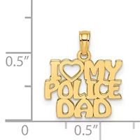 14K Yellow Gold I HEART MY POLICE DAD Charm