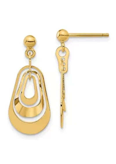 14K Yellow Gold Polished Post Dangle Earrings