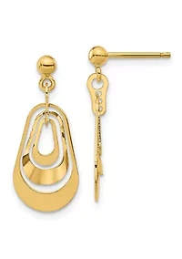 14K Yellow Gold Polished Post Dangle Earrings