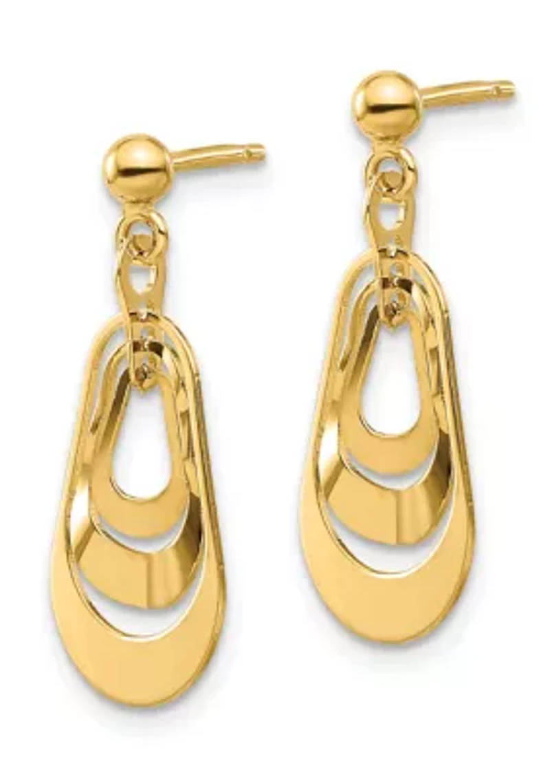 14K Yellow Gold Polished Post Dangle Earrings