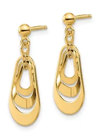 14K Yellow Gold Polished Post Dangle Earrings