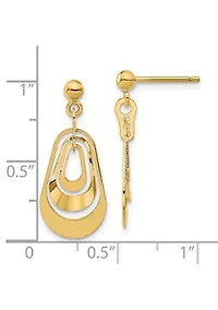 14K Yellow Gold Polished Post Dangle Earrings