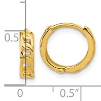 14K Yellow Gold Polished Link Pattern Huggie Hoop Earrings