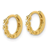 14K Yellow Gold Polished Link Pattern Huggie Hoop Earrings