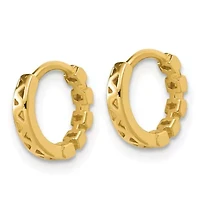 14K Yellow Gold Polished Link Pattern Huggie Hoop Earrings