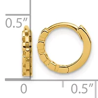 14K Yellow Gold Polished Link Pattern Huggie Hoop Earrings