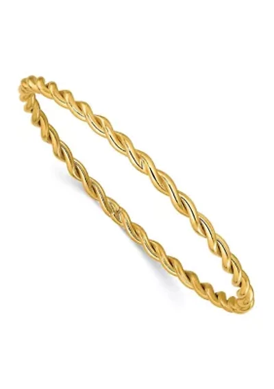 14K Yellow Gold Polished Twist Slip-On Bangle
