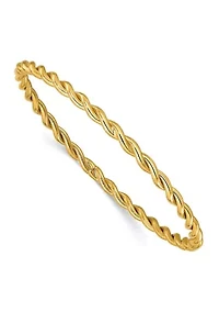 14K Yellow Gold Polished Twist Slip-On Bangle
