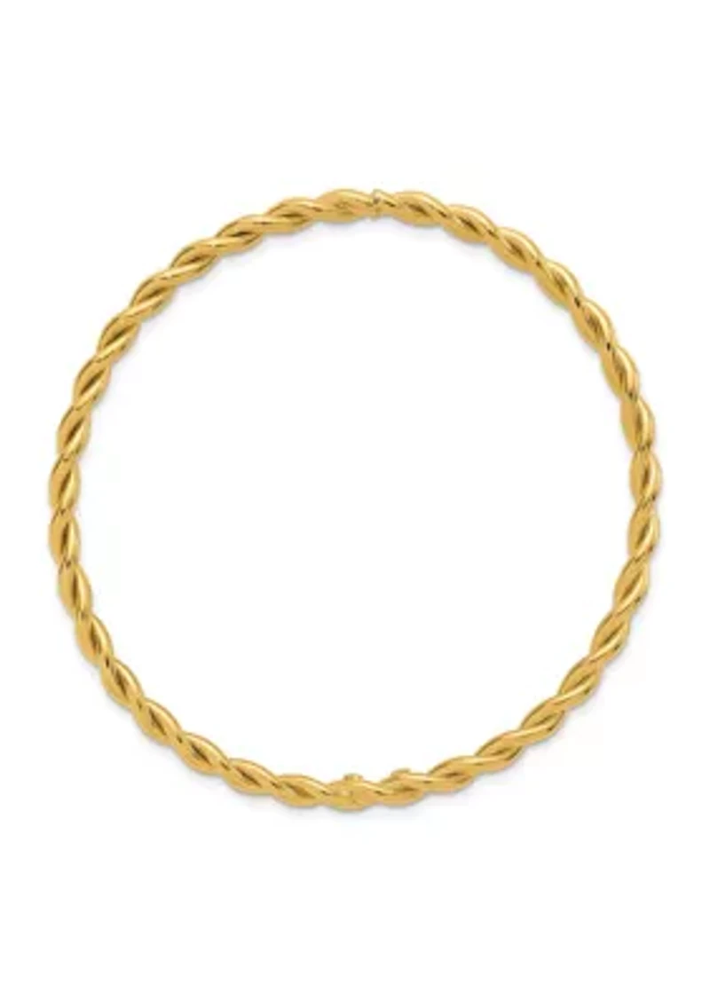 14K Yellow Gold Polished Twist Slip-On Bangle