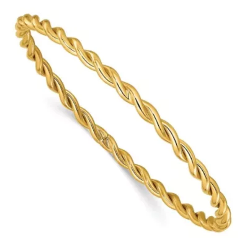14K Yellow Gold Polished Twist Slip-On Bangle